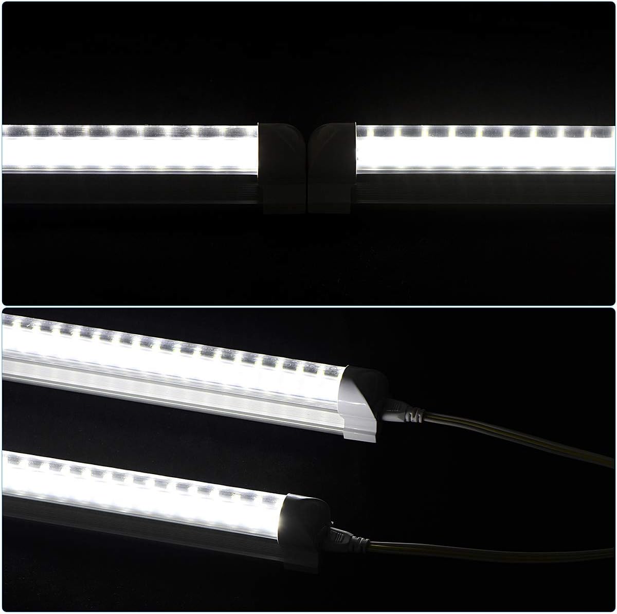 20 Pack 8FT LED Shop Light Fixture, 144W 15500LM 6000K Cool White,High Output Linkable Tube Light, 4 Rows V Shape T8 8 Foot LED Shop Lights for Garage, Warehouse