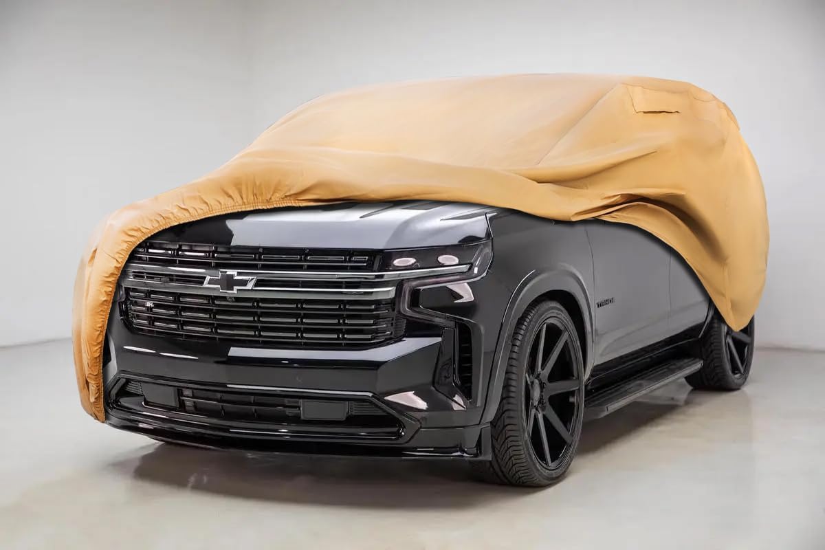 Heavy Duty Outdoor Car Cover Compatible with Chevrolet Tahoe,Windproof All Weather Waterproof Sun Rain UV Dust Snow Protection Outdoor Car Covers