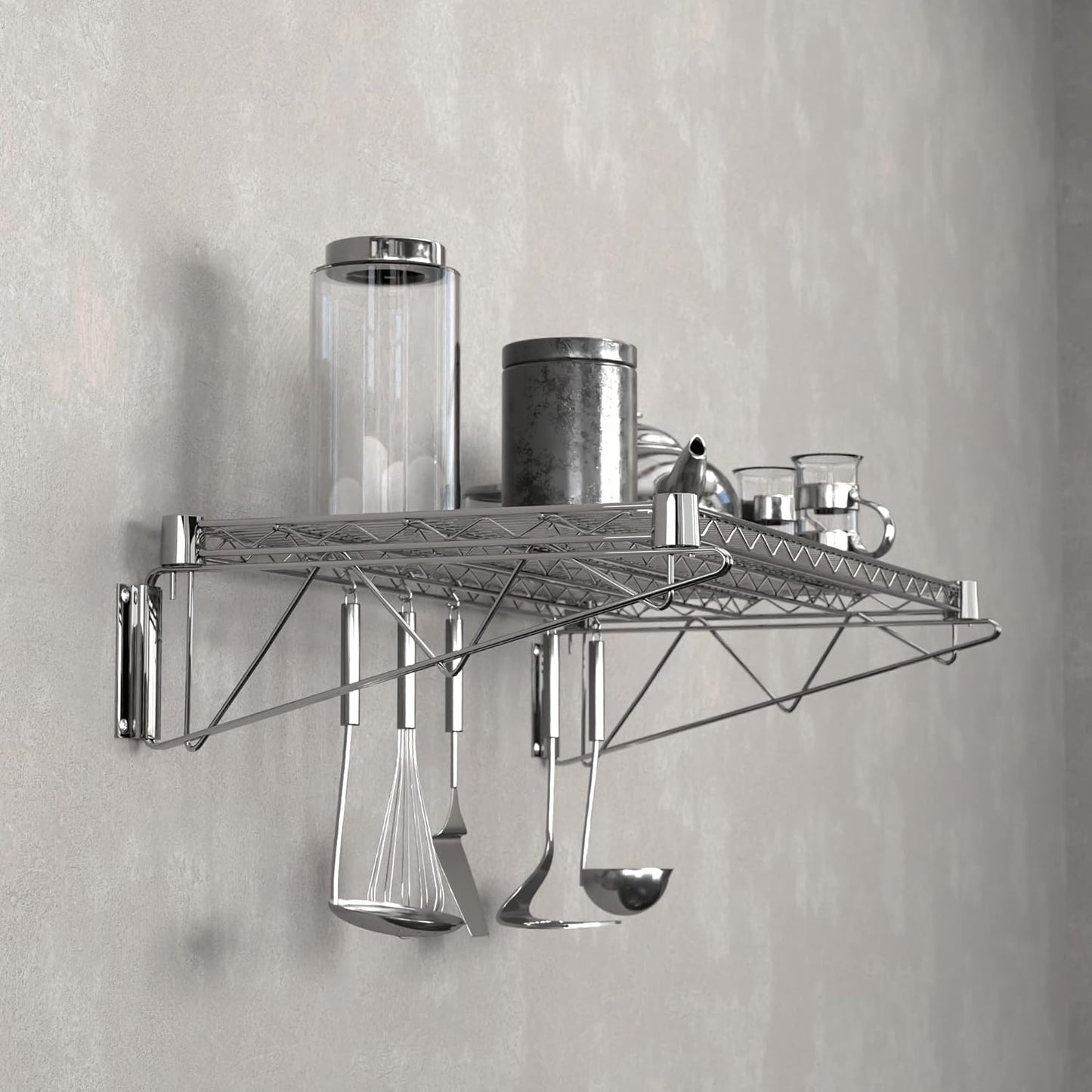 18" x 36" Chrome Wire Wall Mount Shelf