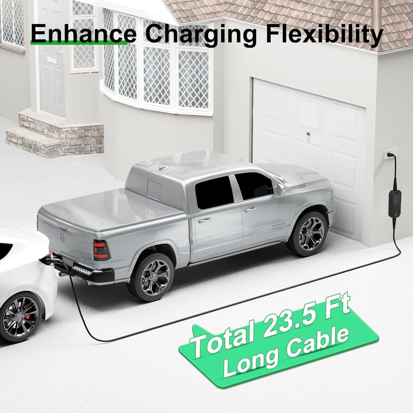 16 Amps Level 1 Tesla Charger, NEMA 5-15 Plug, Portable Electric Car Charger with a 23.5-Foot Cable, Compatible with Tesla Models X/Y/3/S and Cybertruck
