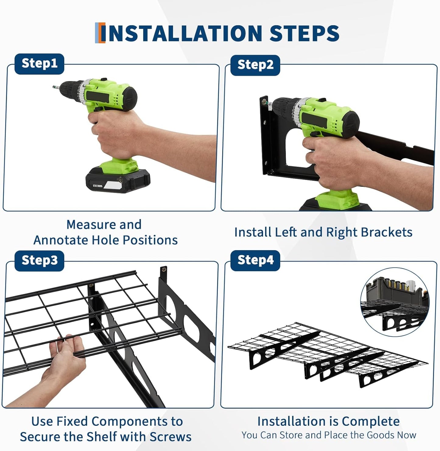 2 Pack 2x6ft Garage Storage Shelving Wall Mounted, 24-inch-by-72-inch 1600 Lbs Heavy Duty Sturdy Storage Shelves, Wall Shelves Folding Storage Garage Organization for Warehouse, Laundry