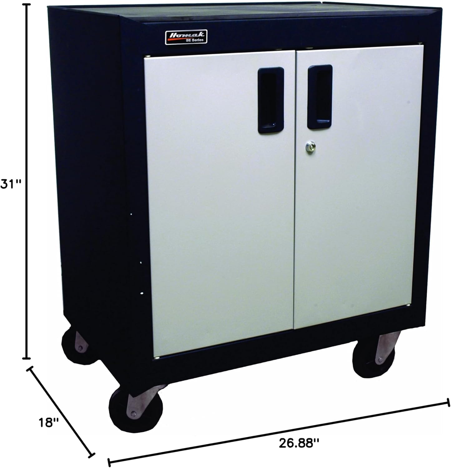 Homak 2 Door Mobile Cabinet with Gliding Shelf, Steel, GS04002270