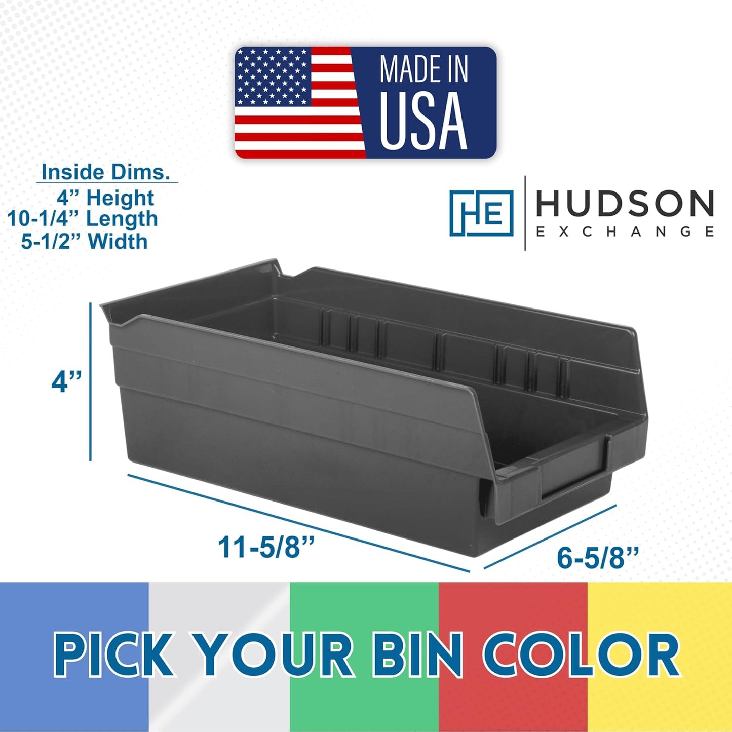 Hudson Exchange 36x14x33, 4-Tier (20 Bins Included), Industrial Wire Shelving Unit with Storage Shelf Bins, Chrome Rack (Red)