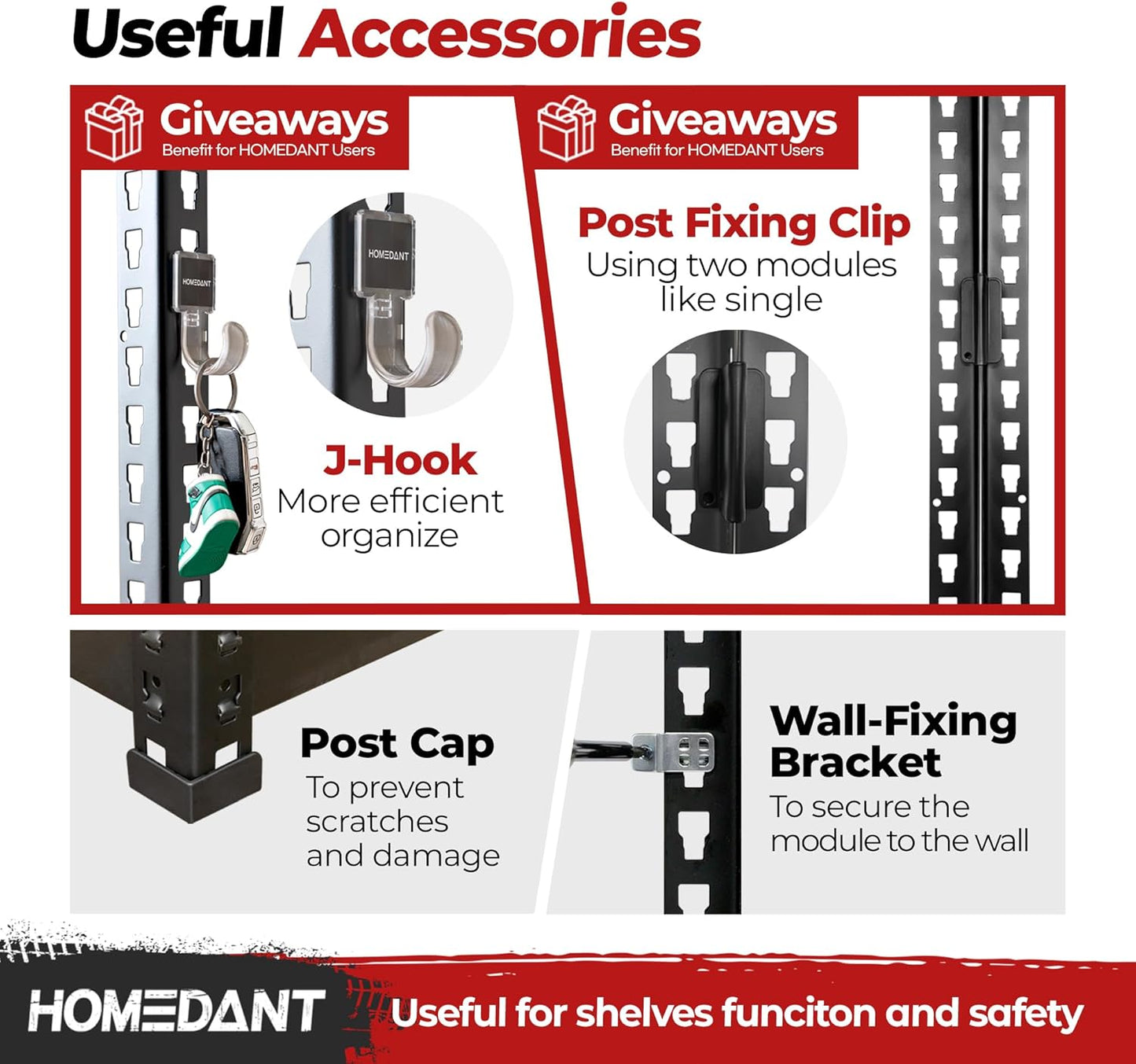 HOMEDANT 5 Tier Laminated Boltless Heavy Duty Garage Storage Adjustable Wide Size Metal Shelving Unit Utility Rack Shelves Organization Multipurpose Shelf Shed Warehouse 47.7"W x 24.1"D x 71.3"H 4Pack