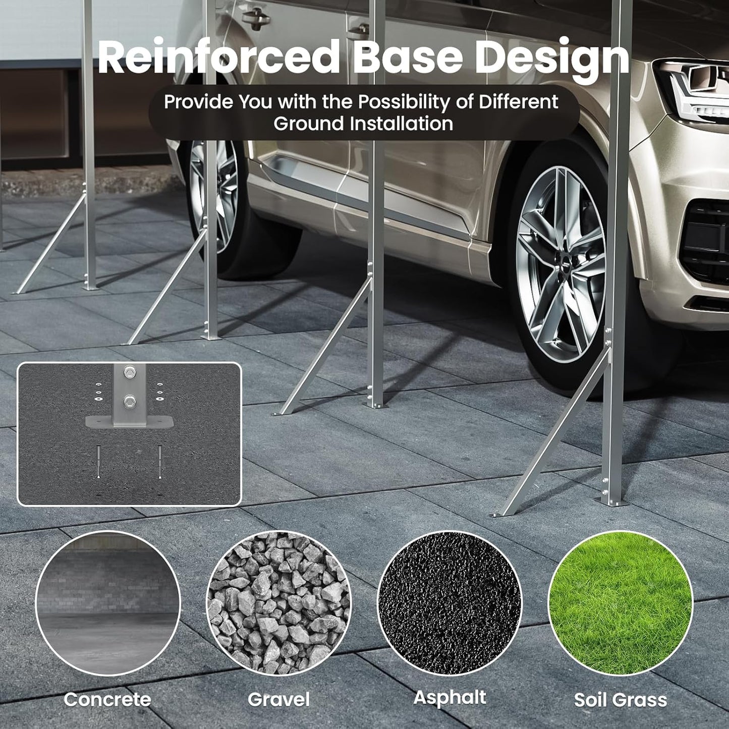 Heavy Duty Metal Carport – Sturdy Structure, All-Weather Protection, Easy Assembly for Cars, Trucks, Boats, Tractors, and Outdoor Storage (White, 12X20 FT)