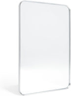 Brushed Nickel Bathroom Wall Mirror, Tempered Glass, Shatter Proof, Hangs by Minuover