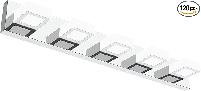 Ralbay Dimmable Chrome Bathroom Light Fixtures 5 Lights Modern LED Vanity Light by RalbayLighting
