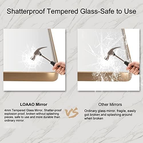LOAAO 60”X30” Gold Bathroom Mirror, Rounded Rectangle Gold Frame Mirror - Image 7