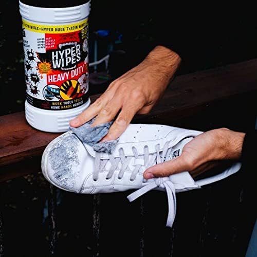Hyper Wipes, 6 Pack Heavy Duty Hand & Tool Cleaning Wipes, 8"x12" Size Multi-Surface Cleaning Wipes, Degreasing, All Purpose Cleaner, Bathroom, Mechanic, Work Surface Wipes, 540 Count Canister