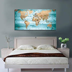 Large Wall Art Blue Painting Ready to Hang 40"x78"Large map of the world Framed - Image 3