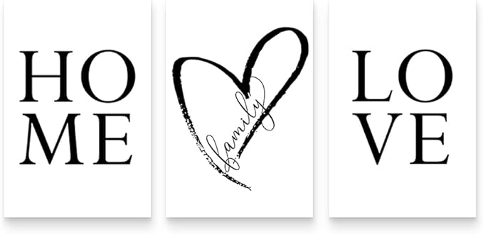 GUBIYU Home Love Wall Art Set of 3 Prints, 20x28 inches, Contemporary by GUBIYU
