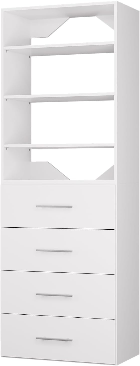 ROOMTEC Modular Closet System, 25.5" 4 Drawer Shelf Closet Tower Wall-Mounted - Image 8