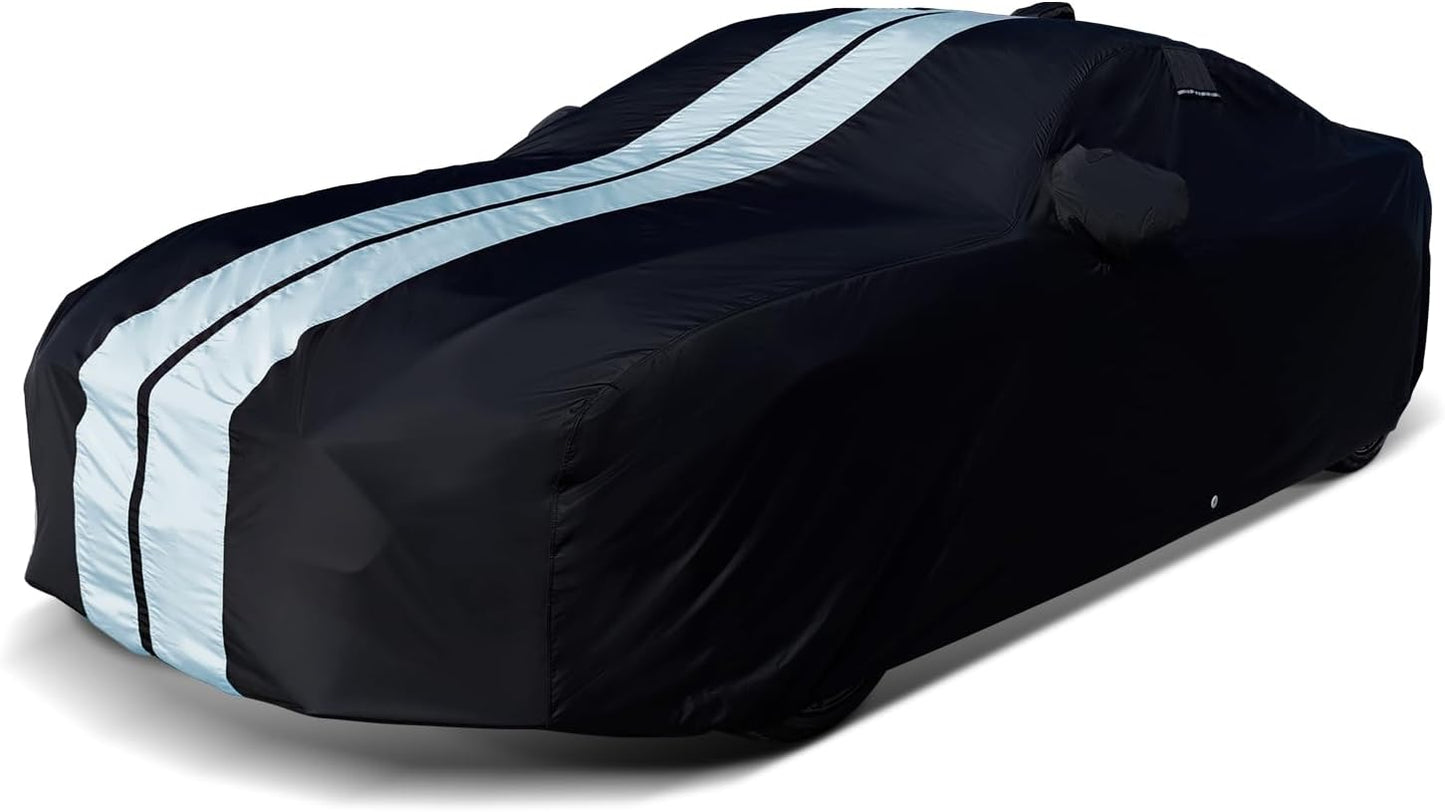 iCarCover Custom Car Cover for Chevy Master (1933-1942) Waterproof All-Weather Rain Snow UV Sun Protector Full Exterior Indoor Outdoor Car Cover (Stripe - Black/Gray)