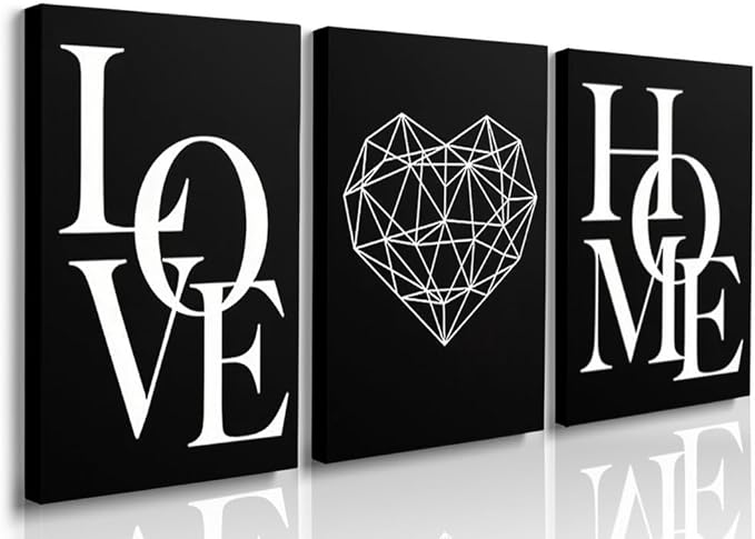 GUBIYU Love Home Wall Decor Black and White Farmhouse Modern Art by GUBIYU