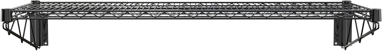 18" x 48" Black Epoxy Wire Wall Mount Shelf