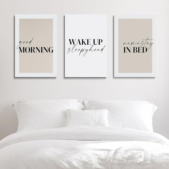 GUBIYU Bedroom & Morning Wall Art Prints Set of 3, Above Bed Decor, Good - Image 4