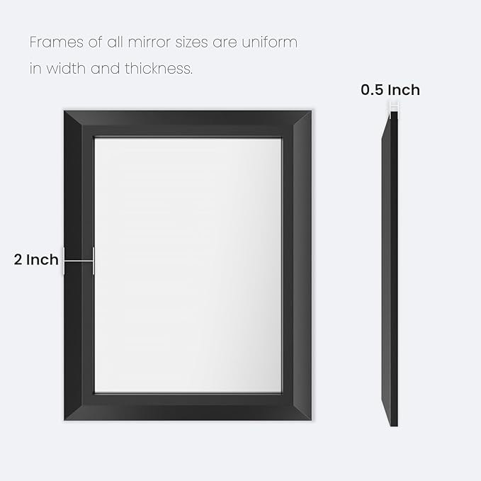 Amorho Black Bathroom Mirror, 36x36 Inch Thick Metal Framed Wall Mirrors - Image 7