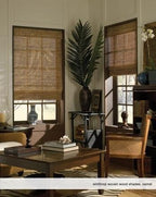 Cordless Woven Wood Roman Shades, 70W x 72H, Ashbury Camel, Sizes 20-72 Wide - Image 2