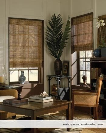 Cordless Woven Wood Roman Shades, 64W x 48H, Ashbury Camel, Sizes 20-72 Wide - Image 2