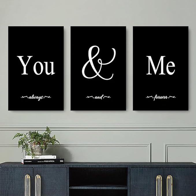 GUBIYU Set of 3 Framed Farmhouse You and Me Wall Art - Image 3