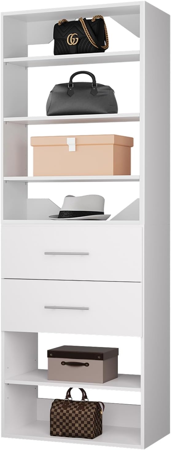 ROOMTEC Modular Closet System, 19.5" 2 Drawer Shelf Closet Tower Wall-Mounted by ROOMTEC