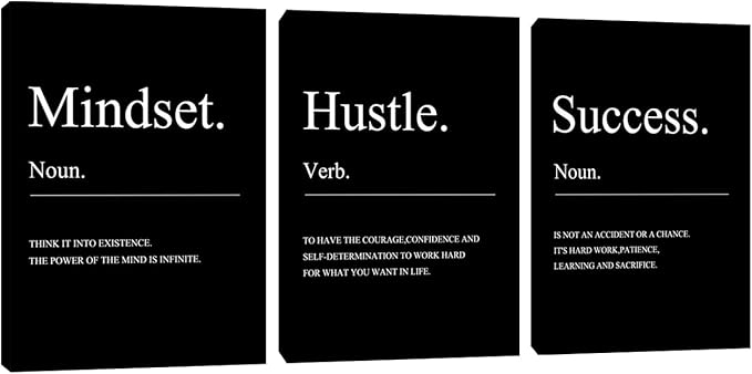 Large Motivational Office Wall Decor Mindset Canvas Wall Art Hustle Posters by Kuiluuye