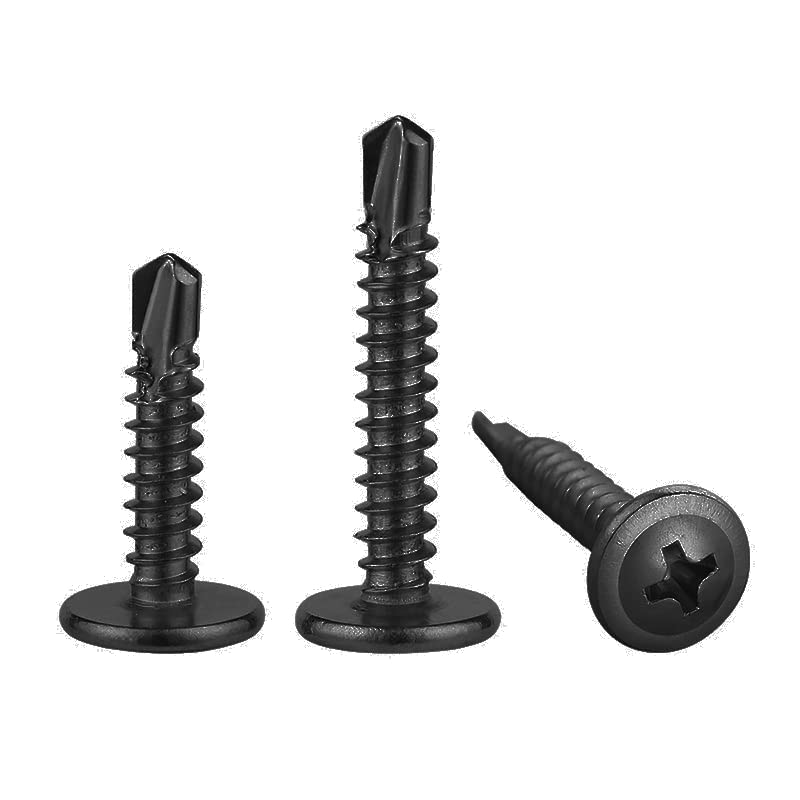 (100 pcs) Wensilon #10×2” for Sheet Metal Self-Tapping Screws 410 Black Stainless Steel Truss Head High-Strength Quick Tapping