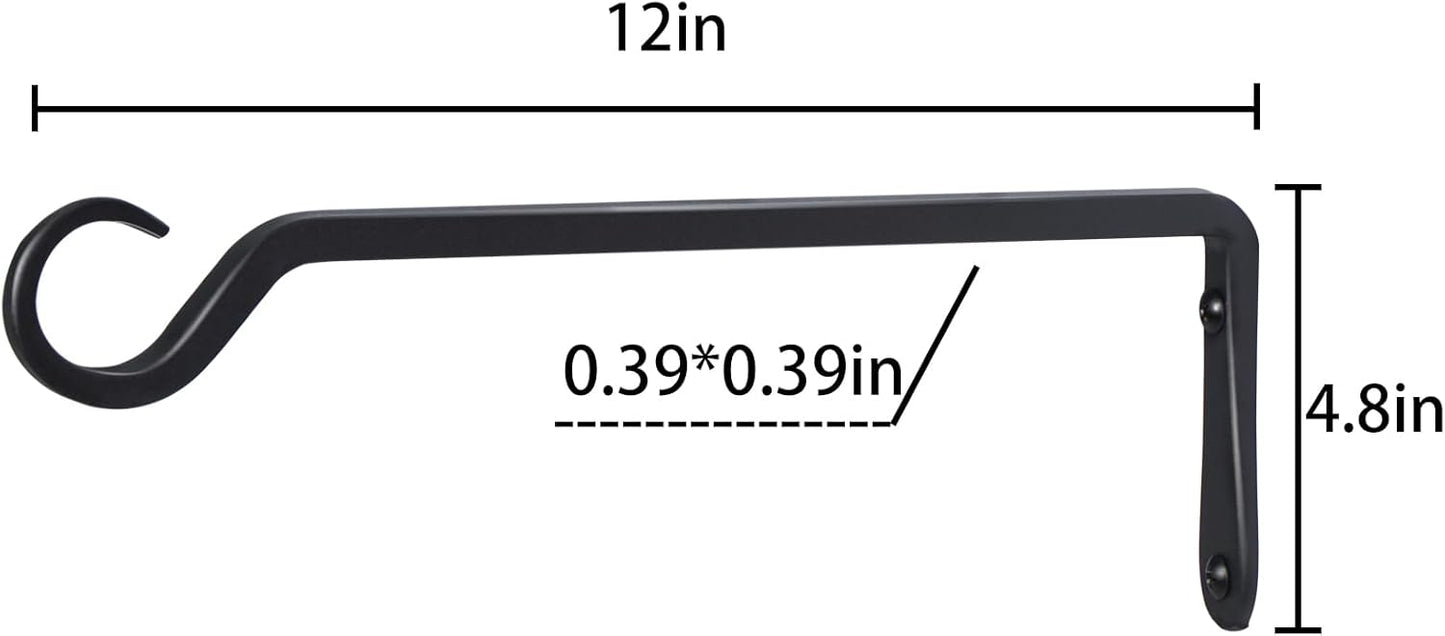 12" Plant Hangers 8-Pack - Heavy Duty Rust-Resistant Steel Hooks for Bird Feeders, Indoor/Outdoor Plants & Wall Decor, Black