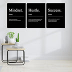 Motivational Wall Decor Black Mindset Canvas Wall Art Hustle Posters Prints - Image 3