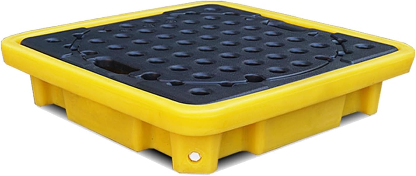 2 Drum Containment Spill Pallet, Polyethylene Low Profile Paint Bucket Tray, Industrial Garage Storage Detachable Shipping Leakproof Platform (Color : Yellow-5 Pack, Size : 26.6"x26.6"x5.9"