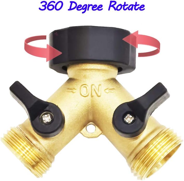 HQMPC Hose Splitter 2 Way Brass Y Valve +3/4" GHT Thread Extra 4 Pressure Washers