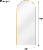 Rowjut Large 71"x30" Arched Full Length Mirror, Living Room, Wall Mounted & - Image 3