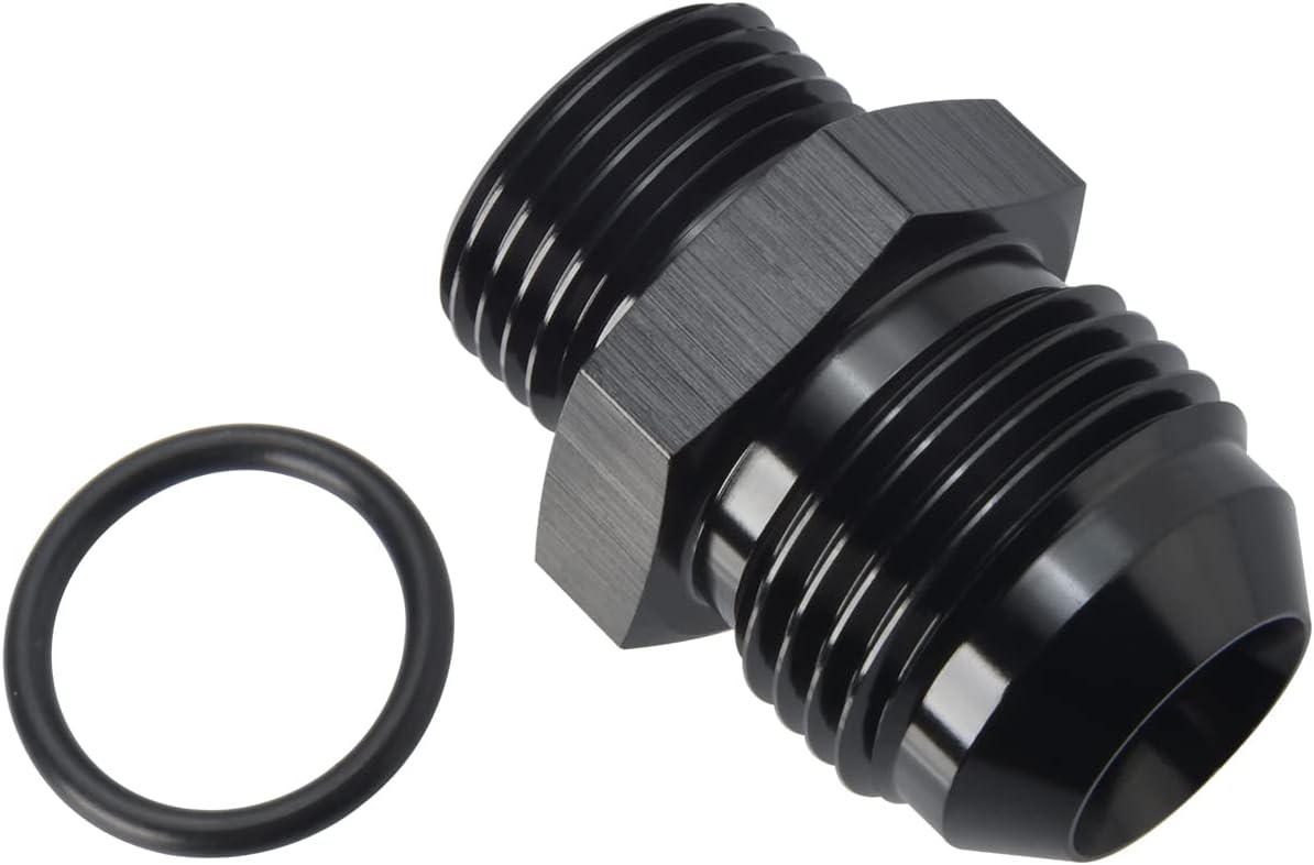 12AN Male Flare to 8AN 8 ORB O-ring Boss Fuel Rail Adapter Fitting Aluminum Black