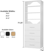 ROOMTEC Modular Closet System, 19.5" 4 Drawer Shelf Closet Tower Wall-Mounted - Image 8