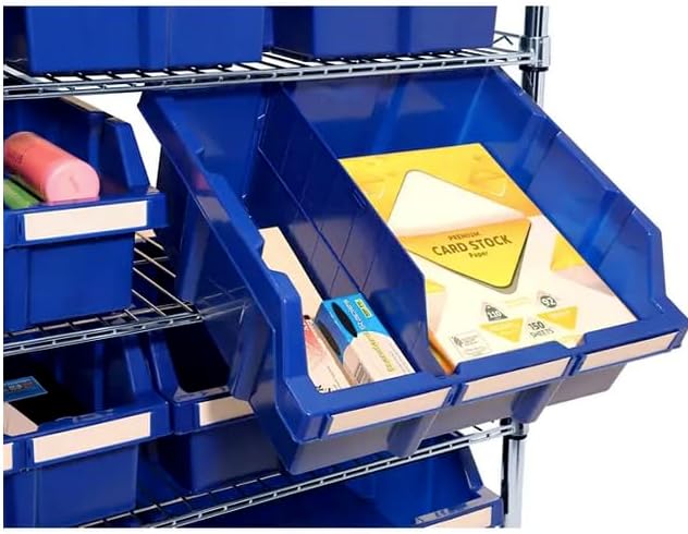Heavy-Duty Steel Wire Shelving Storage Unit, 24-bin Rack with Wheels (Blue)