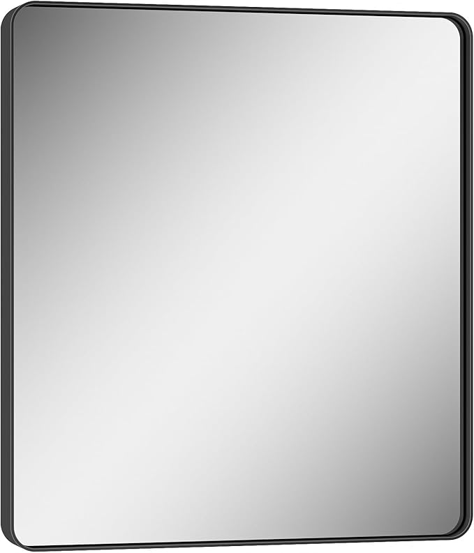 Keonjinn Black Bathroom Mirror for Over Sink, 32 x 36 Inch Rounded Rectangle - Image 9