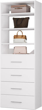 ROOMTEC Modular Closet System, 31.5" 4 Drawer Shelf Closet Tower Wall-Mounted by ROOMTEC