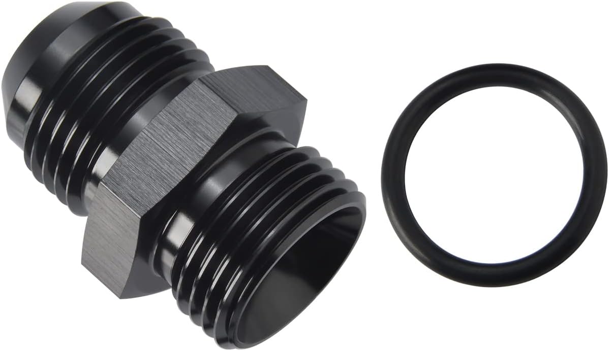 10AN Male Flare to 10AN ORB O-ring Boss Fuel Pump Rail Adapter Fitting Aluminum Black
