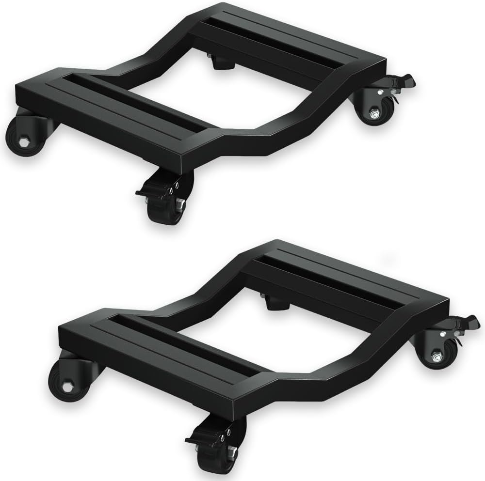 I'EZONK Industrial Stainless Steel Car Dolly Set of 2-6,800lb/3,084kg Capacity | Pro Vehicle Mover w/Locking Brakes | U-Shaped Design for Cars/SUVs/Trucks & Trailers