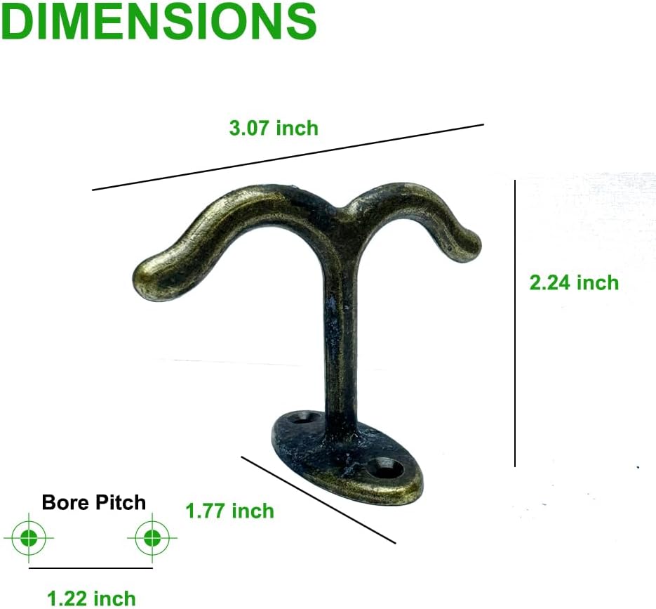 10 Pcs Zinc Alloy Ceiling Double Hook Cabinet Wardrobe Coat Towel Hat Hook Hooks Under Cabinet Shelf (Antique Bronze)