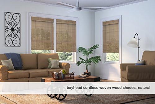 Cordless Woven Wood Roman Shades, 61W x 60H, Bayhead Natural, Sizes 20-72 Wide - Image 3