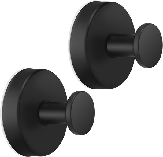 2 PCS Suction Cup Hooks for Shower, Hooks for Inside Shower, Removable Towel Hooks for Bathroom Wall, Kitchen, Glass, Tile, Mirror, Bath Robe Looafh Hook for Hanging (Black)