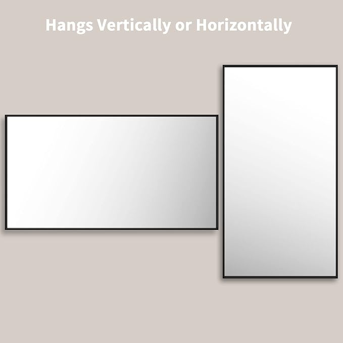 LOAAO 55"X30" Black Rectangle Bathroom Mirror Wall, Matte Black Aluminum Alloy - Image 4