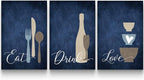 GUBIYU Farmhouse Kitchen Wall Decor Eat Sign Eat Drink Love Wall Art Set of 3 by GUBIYU