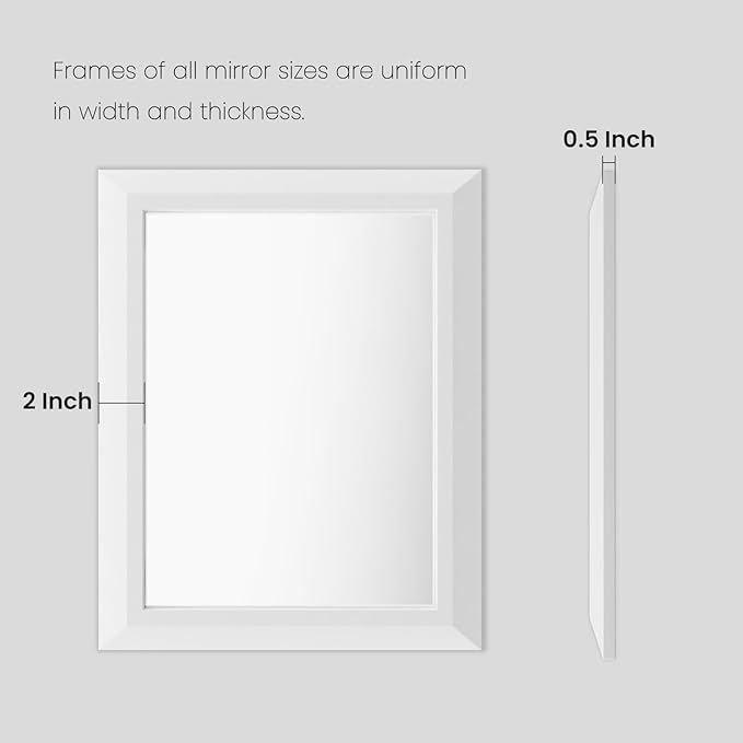 Amorho Bathroom Mirror, 55x32 Inch White Thick Metal Framed Wall Mirrors - Image 7