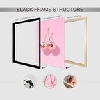 Funky Pink Cherry Poster Retro Disco Ball Canvas Wall Art 24X36 inch Black - Image 3