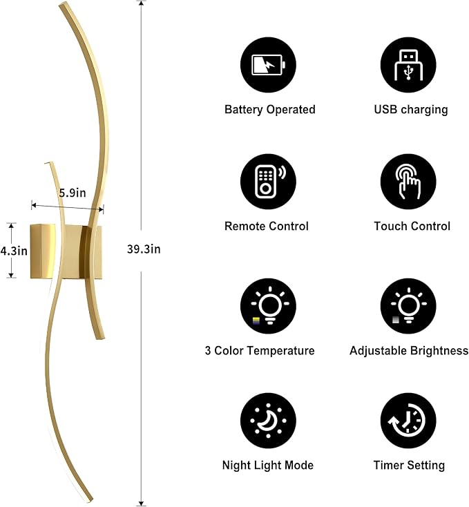 Battery Operated Wall Sconces Set of Two - Image 5