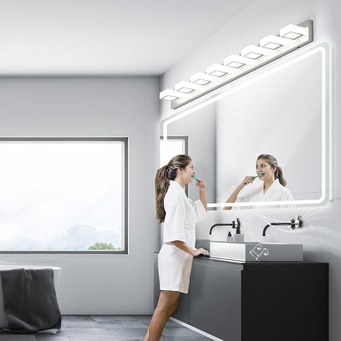 Ralbay 52inch Brushed Nickel Vanity Lights 8 Lights Dimmable 5 Color - Image 5