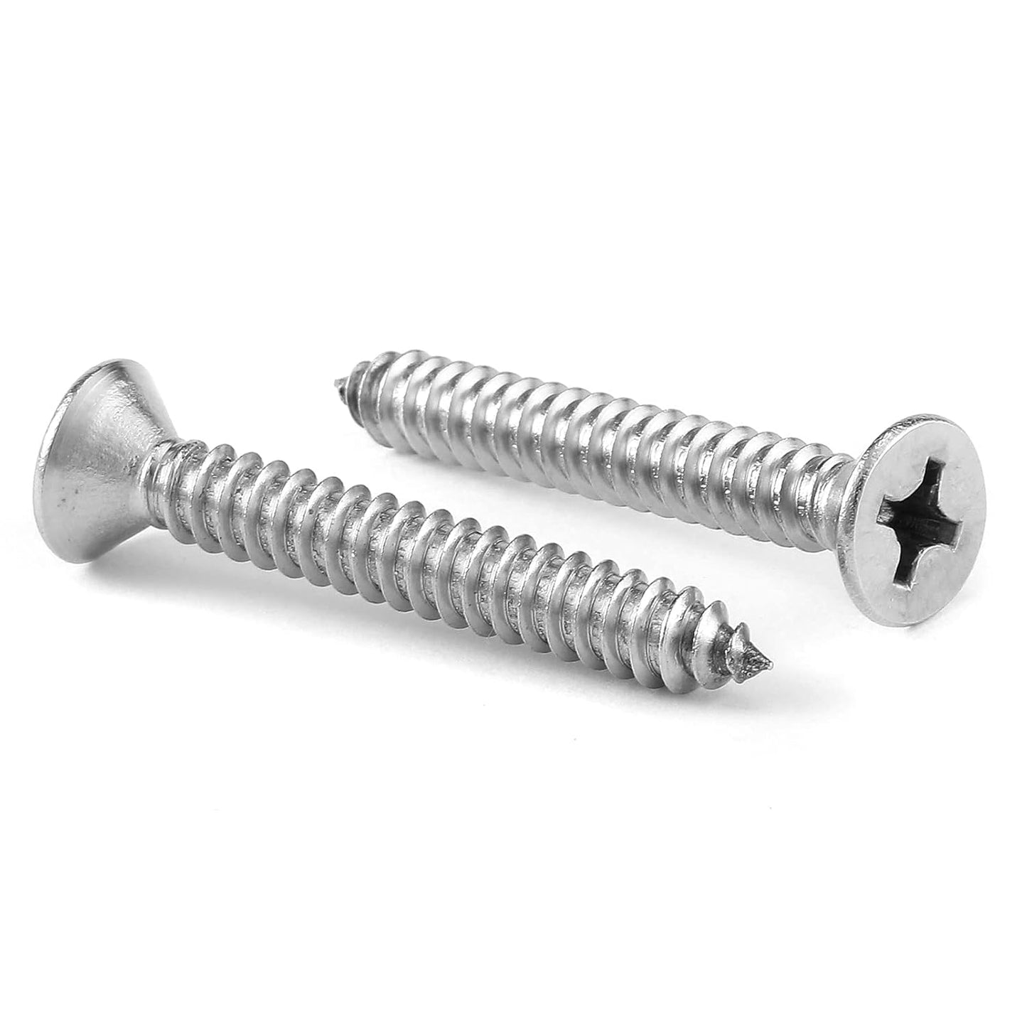 #10 x 1-1/4" Wood Screw 100Pcs 18-8 (304) Stainless Steel Screws Flat Head Phillips Fast Self Tapping Drywall Screws by SG TZH
