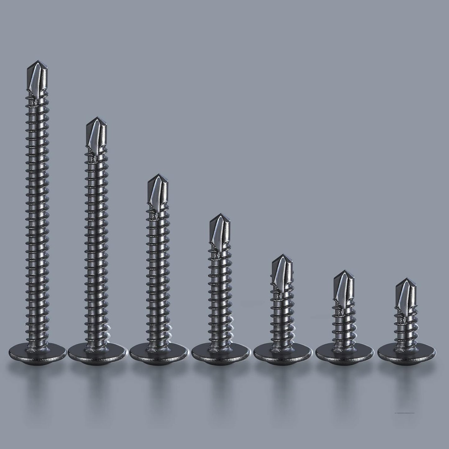 (350Pcs)#8×5/8” for Sheet Metal Self-Tapping Screws 410 Black Stainless Steel Truss Head High-Strength Quick Tapping